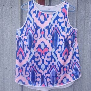 crown & ivy Pink and Blue Patterned Tank Top